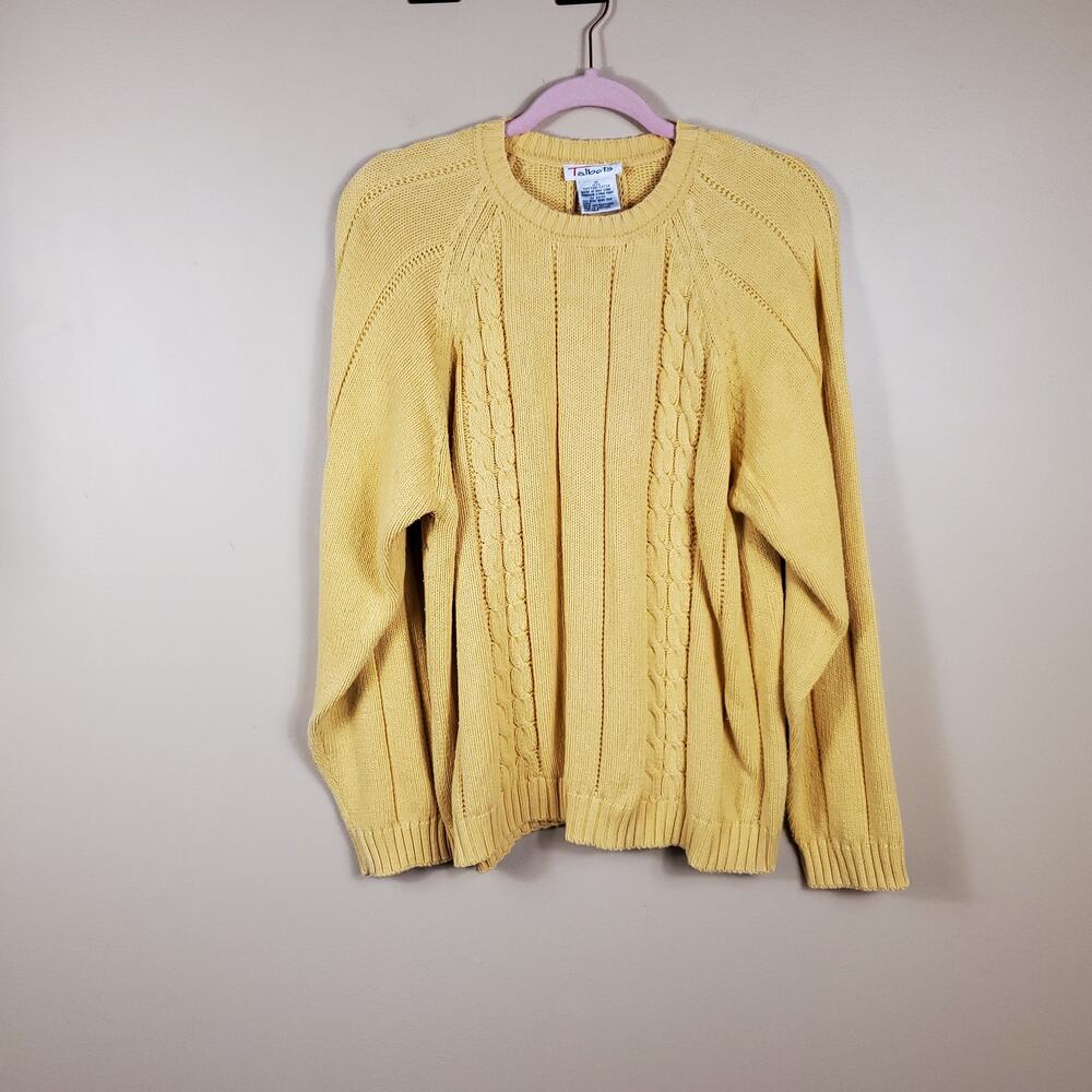 Vintage Talbots Yellow Cable Knit Crewneck Sweater Size M